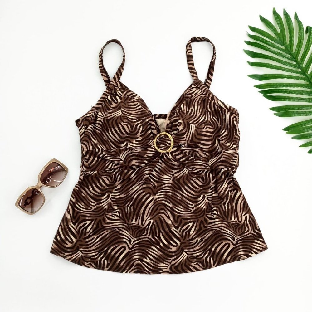 Coco Reef Swimsuit Top V-Neck Brown Black Tan Gold